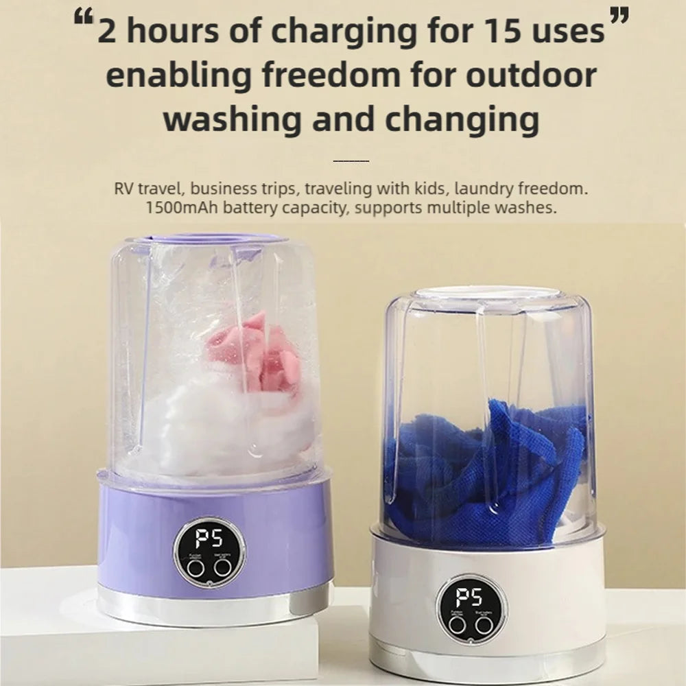 Cordless Mini Washing Machine – 1L Portable USB Rechargeable Washer for Travel & Clothes