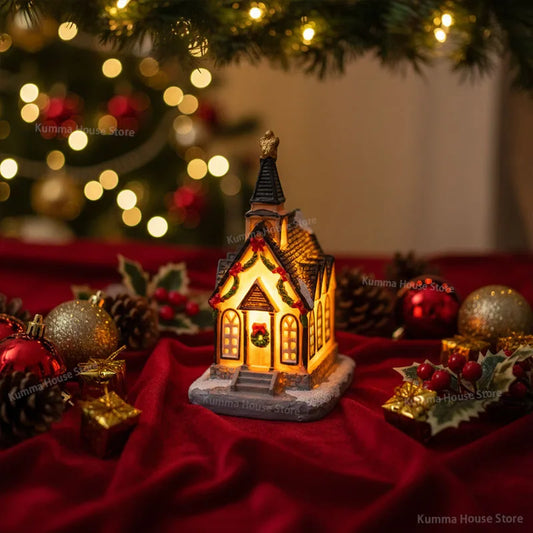 Lighted Wooden House Holiday Gift