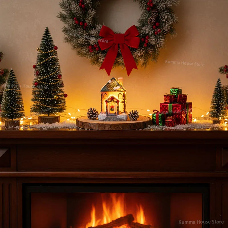 Lighted Wooden House Holiday Gift