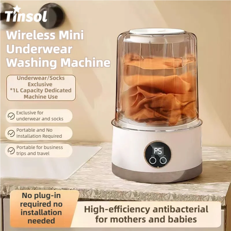 Cordless Mini Washing Machine – 1L Portable USB Rechargeable Washer for Travel & Clothes