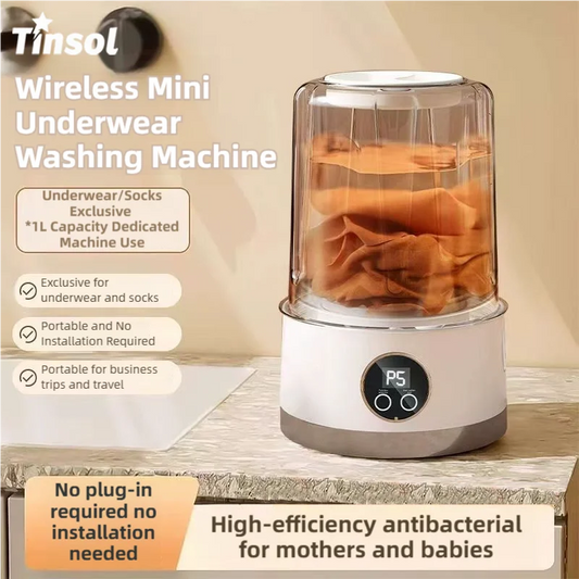 Cordless Mini Washing Machine – 1L Portable USB Rechargeable Washer for Travel & Clothes