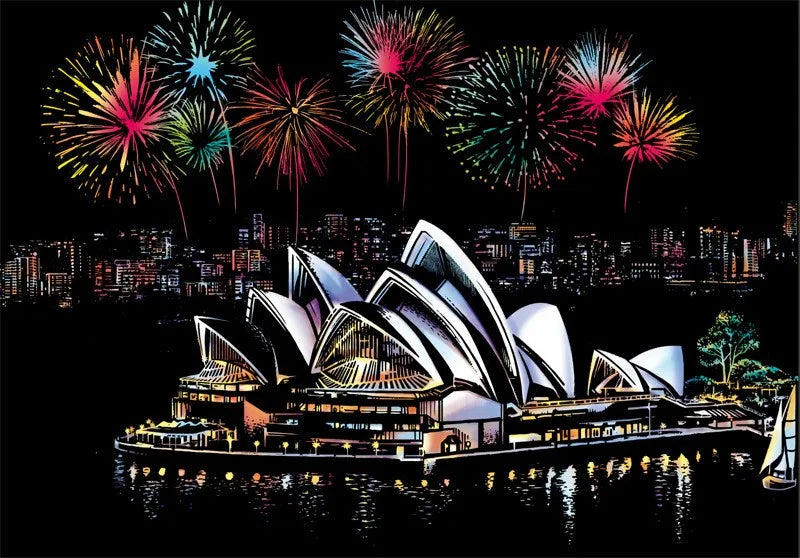 Scratch Art Kit – City Night View Scratch Painting with Tools for Kids & Adults