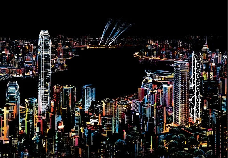 Scratch Art Kit – City Night View Scratch Painting with Tools for Kids & Adults