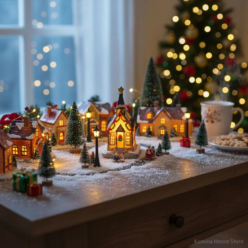 Lighted Wooden House Holiday Gift
