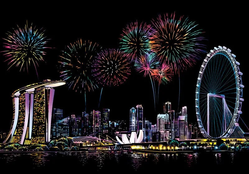 Scratch Art Kit – City Night View Scratch Painting with Tools for Kids & Adults