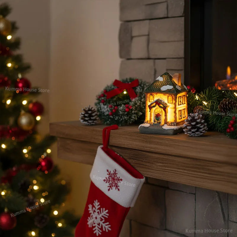Lighted Wooden House Holiday Gift