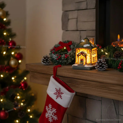Lighted Wooden House Holiday Gift