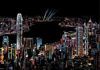 Scratch Art Kit – City Night View Scratch Painting with Tools for Kids & Adults