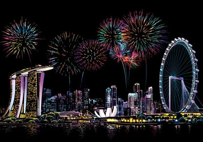 Scratch Art Kit – City Night View Scratch Painting with Tools for Kids & Adults